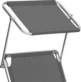 Șezlong de grădină MALIBU cu copertină reglabilă, 193x55x31 cm, gri SongmicsHome