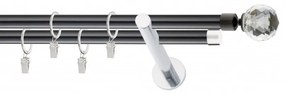 Galerie dubla combinat INOX NEGRU PICIOR UNIVERSAL ,prindere perete 19/19 kula cristal (Alege marime: 360 cm)