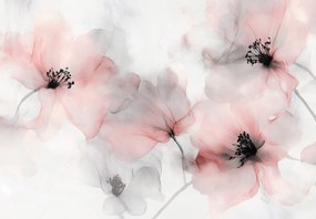 Fototapet - Flori delicate roz-gri (147x102 cm)