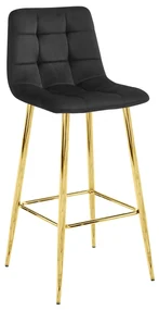 Scaun Bar Simon Catifea Negru, Picioare Aurii