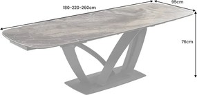 Masa Extensibila cu Blat Ceramic, Taupe, PAPILLON 180-220-260cm