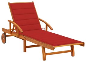 vidaXL Șezlong de grădină cu pernă, lemn masiv de acacia