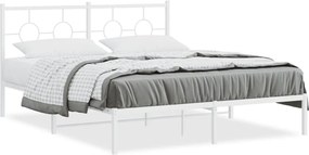 vidaXL Cadru de pat metalic cu tăblie, alb, 160x200 cm