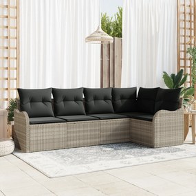 vidaXL Set de canapele pentru grădină 5 pcs Gri deschis Rattan poli