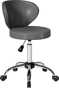 HOMCOM Taburet cu roți, taburet de masaj din PU cu înălțime reglabilă 73-88 cm și spătar, pivotant 360°, gri | Aosom Romania