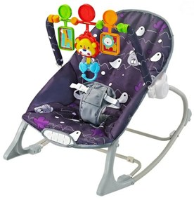 Scaun bebeluși Euro Baby, leagăn pentru sugari cu vibrații și muzică - Mica pădure - violet, K19