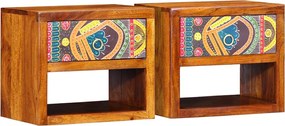 vidaXL Dulap de noapte 2 pcs Maro 40 x 35 x 35 cm Lemn Solid de Acacia