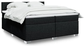 vidaXL Pat box spring cu saltea, negru, 200x200 cm, textil