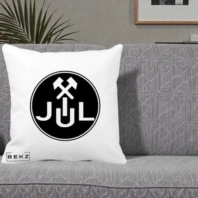 Perna Personalizata JUL Jiul Lupeni Fotbal, 40x40 cm, Alba Mata, Husa Detasabila, Perna Inclusa, BEKZ®