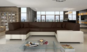 Canapea modulara cu spatiu pentru depozitare, 320x73x207 cm, Havana L02, Eltap (Culoare: Maro inchis texturat / Bej deschis)