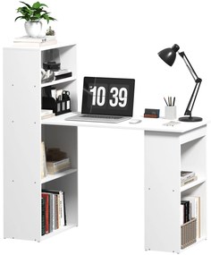 HOMCOM Masa Birou Birou Calculator, 2 Rafturi, 5 Rafturi, 120 cm x 55 cm x 120 cm, Alb | Aosom Romania