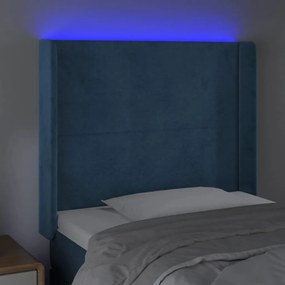 Tablie de pat cu LED, albastru inchis, 103x16x118 128cm catifea 1, Albastru inchis, 103 x 16 x 118 128 cm
