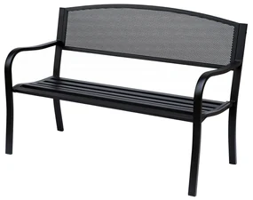 Outsunny Banca de exterior din otel, negru, 127x60x85cm | Aosom Romania
