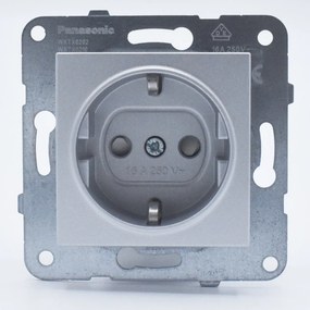 Priza simpla cu impamantare si protectie copii, 16A, IP20, Argintiu, Panasonic Arkedia Slim\ Karre Plus