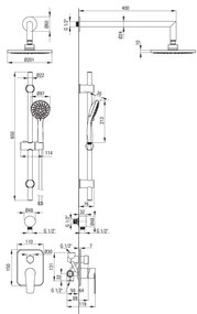 Deante ALPINIA NAC_09GA - Set de duș cu baterie încastrată, crom lucios