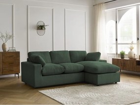 Colțar verde cu tapițerie din catifea reiată Belair – Bobochic Paris