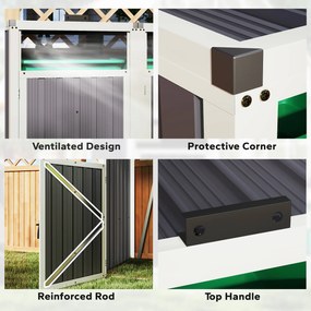 Outsunny Acoperitor pentru Tomberoane de Exterior cu 2 Compartimente, Capac Rabatabil 180°, din Oțel Galvanizat, pentru Grădină sau Patio, 146x81x122 cm, Gri Închis | Aosom Romania