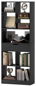 HOMCOM Bibliotecă mobilier de depozitare cu sertar și rafturi deschise, 60 x 26 x 158 cm, negru | Aosom Romania