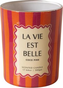Lumânare roz «La vie est belle» – parfum de cocos