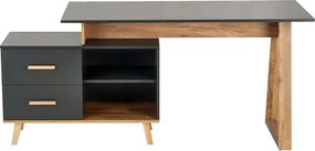 Birou SERGIO XL, gri antracit/stejar wotan, 134/210x60x78 cm