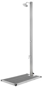 vidaXL Duș de grădină cu bază gri, 220 cm, oțel inoxidabil