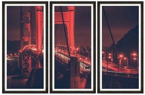 Tablou 3 piese Framed Art Golden Gate Lights Triptych