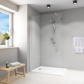 Paravan de dus fix, 80x200 cm, sticla securizata 8 mm, profil crom, Roth Melina 800x2000 mm, Crom