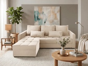 OFERTA Canapea extensibila de colt ZENOVA crem 220x140 cm, reversibila calitate II
