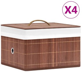 vidaXL Cutii de depozitare, 4 buc., maro, bambus