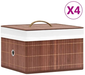 vidaXL Cutii de depozitare, 4 buc., maro, bambus