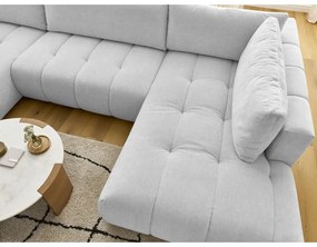 Colțar gri deschis extensibil/cu spațiu de depozitare (cu colț pe partea dreaptă/în formă de "U") Fuji – Bobochic Paris