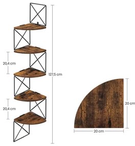 Raft De Colt Cu 5 Niveluri, Maro Rustic Si Negru