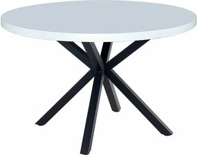 Masa MEDOR, alb mat/negru, 120x120x76 cm