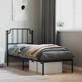 373878 vidaXL Cadru de pat metalic cu tăblie, negru, 80x200 cm
