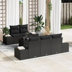 vidaXL Set de Canapea pentru Grădină cu Pernuțe Negru Ratan Poli