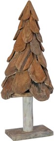 vidaXL Brad de Crăciun cu suport Maro 91 cm Lemn masiv de tec