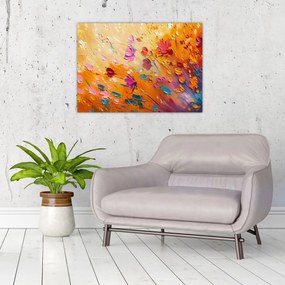 Tablou pe sticlă - Pictură flori colorate (70x50 cm)