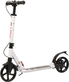 Trotineta din aluminiu cu frana pe disc NOVOKIDS™ Plexus Street Challenger, maxim 100 kg, Franare dubla, Suspensie dubla, Diametru roata 200 mm, Alb