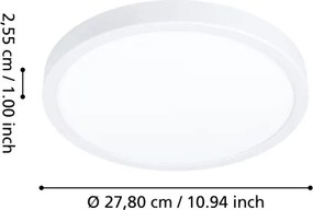 Eglo 901377 - Plafonieră LED RGBW dimabilă cu sticlă fumurie FUEVA-Z LED/14,3W/230V 27,8cm IP44 alb