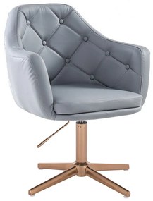 HR831CROSS Scaun Piele Ecologica Gray cu Bază Aurie
