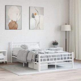 285297 vidaXL Cadru de pat, alb, 120 x 200 cm, metal