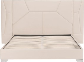 Pat cu somieră şi iluminare LED, 160x200, ţesătură Velvet bej, ALTESA