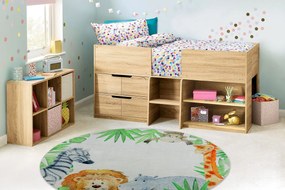 BAMBINO 54090 rotund covor lavabil Animale, Africa pentru copii anti-alunecare - alb / verde