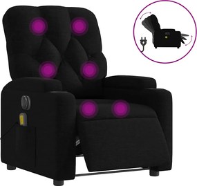 vidaXL Fotoliu electric de masaj rabatabil, negru, textil