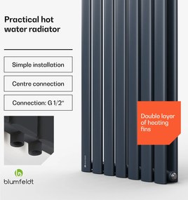 Blumfeldt Tallheo, 41 x 180, radiator, radiator de baie, radiator tubular, 1435 W, apă caldă, 1/2
