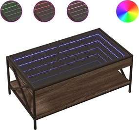 vidaXL Măsuță de cafea cu LED infinity, stejar maro, 90x50x38 cm