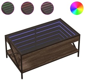 847711 vidaXL Măsuță de cafea cu LED infinity, stejar maro, 90x50x38 cm