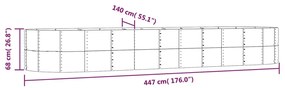Jardiniera de gradina, gri, 447x140x68 cm, otel 1, Gri, 447 x 140 x 68 cm