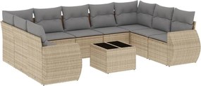 vidaXL Set canapele de grădină cu perne, 10 piese, bej, poliratan
