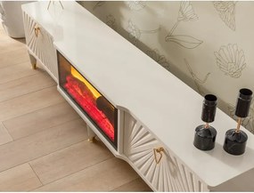 Comoda tv cu semineu Calvin, culoare bej 160 cm